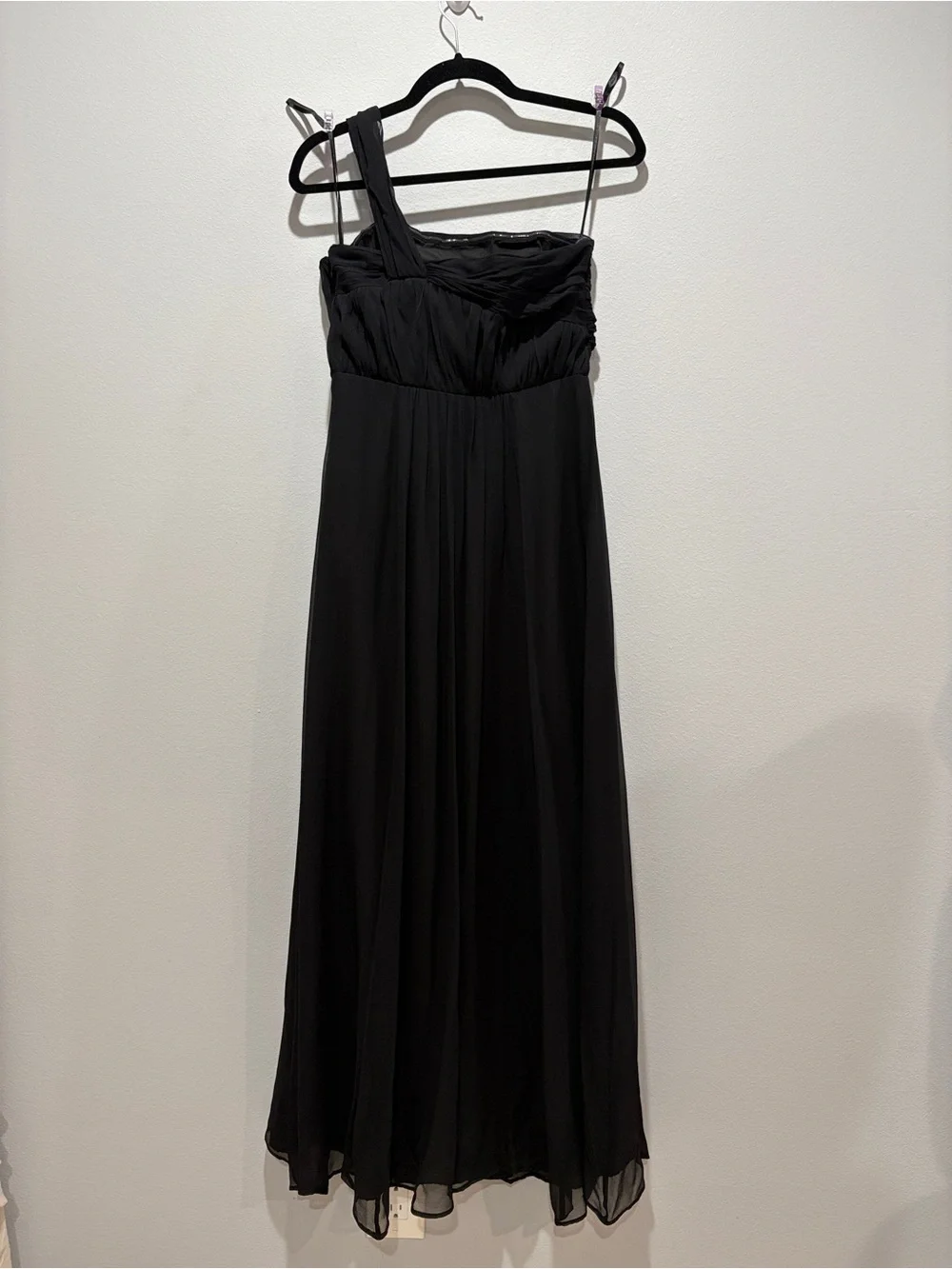 Ann Taylor Black Silk One Shoulder Maxi Dress Size 4